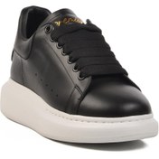 Resim Siyah-beyaz Hakiki Deri Erkek Sneaker Premium 02028 M Sıyah/beyaz 