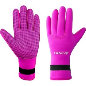 Resim Yuntech01 Hisea Dalış Eldiveni - 3mm Neopren Malzeme İle Soğuktan Koruma Ve Kaymayı Önleme, M Boy Pembe Kırmızı 