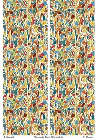 Resim Renkli Fırça Darbesi Desenli Süet Oturma Odası Salon Fon Perde Ekstrafor Büzgü 2 Kanat Prd-1095 Çok Renkli 