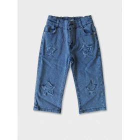 Resim Robin Kids Kız Çocuk Yıldız Aplikeli Kot Kapri Pantolon 