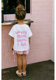 Resim Monila Unisex Çocuk Pamuklu Bisiklet Yaka Sırtı Baskılı T-shirt Pembe 