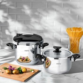 Resim Nehir Silver Matik 7+4 LT 4 Parça Düdüklü Tencere Seti 