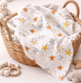 Resim KRN MODA Çok Amaçlı Müslin Örtü, Müslin Bebek Battaniyesi, %100 Pamuk Müslin Bez,80*90 Cm 