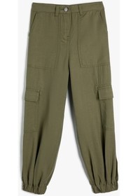 Resim Koton Jogger Kargo Cepli Pantolon Düğmeli Bol Kalıp Haki 4skg40112aw Haki 