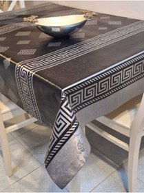 Resim Elyaflı Pvc Muşamba - Desenli Silinebilir Masa Örtüsü Mrl2007 Siyah 