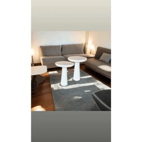 Resim Wood Wooden Ahşap 2li Set Fitilli Mantar Beyaz Yan Sehpa Modern Fiskos / Çiçeklik 