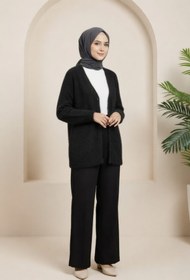 Resim Tesettür Diyarı Triko Frost Hırka- Siyah Standart (36-42 Uyumlu) 