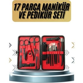 Resim 17 Parça Manikür Pedikür Seti El Ayak Bakım Seti Tırnak Makası Törpü 