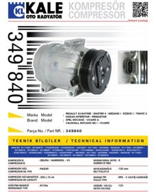 Resim KALE Renault Klima Kompresoru Renault Master II Megane I Scenic I Trafıc II Nissan İnterstar - 349 
