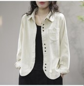 Resim Artı Boyutu Bayan Rahat Moda Turn Down Yaka Uzun Kollu Gevşek Kadife Hırka Blazer Ceket Gevşek L-3xl Beyaz 