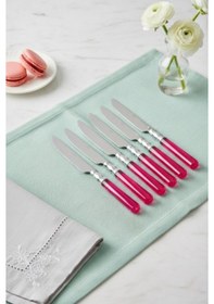 Resim 6 Lı Paslanmaz Çelik Pembe Tatlı Bıçağı Seti 