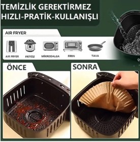 Resim Mode Cool 50 Adet Airfryer Pişirme Kağıdı Hava Fritözü Kare Model Pişirme Kağıdı Airfryer Yağsız Fritöz 