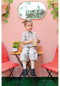 Resim Oliven The Kid Oliventhekid Yakalı Pileli Kız Çocuk Tulum Bej Bej 