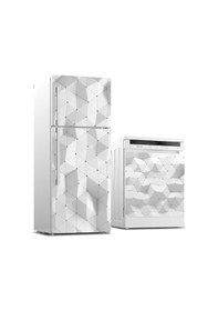Resim Buzdolabı Ve Bulaşık Makinası Beyaz Eşya Sticker Kaplama 3d Geometrik 