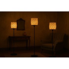 Resim Luna Lambader Salon Oturma Odası Şık Modern Ahşap Ayaklı Şapka Kısmı Plastik Beyaz 