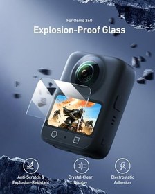 Resim TELESIN Osmo 360 ekran koruyucu folyo sertleştirilmiş camdan | DJI Osmo 360 için sertleştirilmiş cam folyo aksesuarı, sertlik derecesi 9H, çizilmez, %99 şeffaflık, 2,5D kenar, statik uygulama 