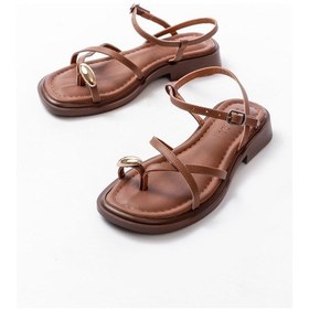 Resim S-101 Taba Parmak Arası Taş Detaylı Günlük Kadın Sandalet Çok Renkli 