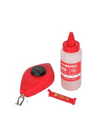 Resim Workpro Wp329019 Çizim İpi Seti 115gr Kırmızı Çizim İpi Boyası + Mini Su Terazisi + 30m Çizim İpi 