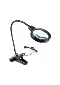Resim 12 Ledli Işıklı Büyüteç Masa Lambası Mandallı 
