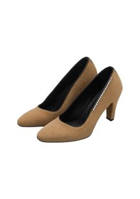 Resim Costo Shoes 40-41-42-43-44 Numara Ays7986 Kum Süet Deri Topuklu Özel Seri Kadın Stiletto Bej 