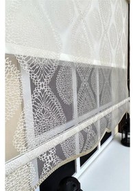 Resim Storburada Çift Mekanizmalı Bej Tül Perde Ve Ekru Stor Perde Stb45240-v109 Bej 