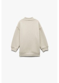 Resim Koton Erkek Bebek Nakışlı Uzun Kollu Şardonlu Dik Yaka Sweatshirt Ekru 