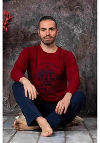 Resim Sude Erkek Süprem Bisiklet Yaka İnce Uzun Kol Pijama Takımı P300/12 - 1 Adet 001 