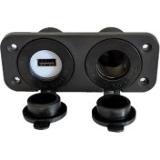 Resim Yigitled Oto Karavan USB Şarj Soketi ve Çakmaklık Girişi Ikili Çerceveli QC03 Hızlışarj 12V 32V 