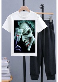 Resim Uyguntarz Çocuk Joker Baskılı Alt - Üst Eşofman Takımı Beyaz 