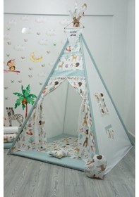 Resim Kızıldereli Çocuk Oyun Çadırı Sabitlenebilir Büyük Boy Elit Serisi Turkuaz Hayvanlı 