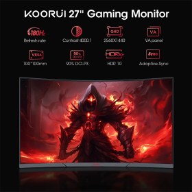 Resim Koorui 27" 27E6QCA 180Hz 1ms Va Qhd Curved Gaming Monitör 