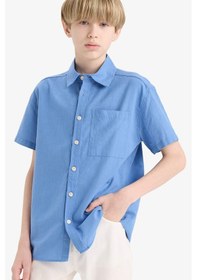 Resim Defacto Erkek Çocuk Oversize Geniş Kalıp Polo Yaka Kısa Kollu Gömlek E5832a825hsbe422 Mavi 