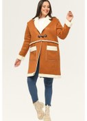 Resim Kadın Büyük Beden İçi Kürklü Nubuk Camel Kaban Camel 