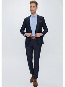 Resim Efor Slim Fit Klasik Mono Yaka Klasik Lacivert Takım Elbise Tk 2021 Lacivert 
