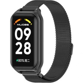Resim Oein Xiaomi Mi Band 8 9 için Strap 9 Xiaomi Akıllı Band 8 Aktif Paslanmaz Çelik Metal Saat Bandı Mi Bant 8 Aktif Renk: Siyah 2/Boyut: Xiaomi 8 için Aktif (Yurt Dışından) 