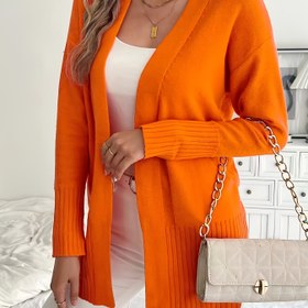 Resim Büyük Beden - Büyük Beden - Kadın Zarif Zeytin Yeşili Hırka - Rahat Uzun Kollu Açık Ön Kazak, Cepli, Orta Esneklik, Sonbahar/Kış için Mükemmel, Günlükten Formale Giyim, Günlük Kışlık Giyim | Şık Hırka | Orta Esnek Kumaş 