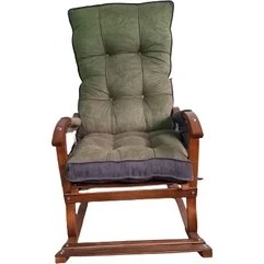 Resim Mobil Deco Ceviz Sultan Lüx Ahşap Çift Minderli Çift Cepli Sallanan Sandalye Yeşil/füme 