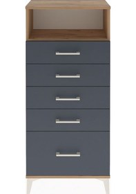 Resim Arges Dolap Tek Raflı 5 Çekmeceli 60x30x134 Çam-antrasit Çam 