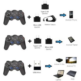 Resim 2.4ghz Android Telefon Kablosuz Oyun Kolu Gamepad ,pc Tv Box Ps3 