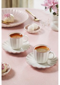 Resim Kütahya Porselen Bone Rosy 4 Parça 2 Kişilik Kahve Takımı Çok Renkli 