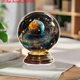Resim 2D Düz, Güneş Sistemi Tasarımı ile 1 adet Bohem Tarzı Akrilik Kristal Top - Tabanlı 2D Düz Baskılı Masa Dekorasyonu, Ev, Ofis, Kafe Gösterimi için İdeal - Arkadaşlar ve Aşıklar için Mükemmel Hediye 