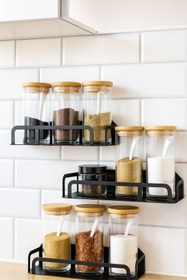 Resim Lamizon Mutfak Kiler Baharatlık Rafı Kupa Bardak Kavanoz Düzenleyici Baharat Takımı Organizer (2'li Set) 