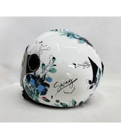 Resim Sway 715 Yarım Kask Iris Mavi Beyaz Renk Aynalı Renkli Vizör 