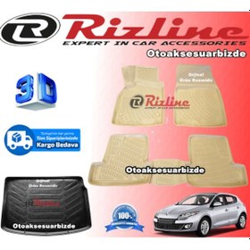 Resim Megane 3 Hb 3D Bej Paspas+ Siyah Bagaj Havuz 2010 Sonrası Rizline 