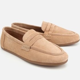 Resim HOTİÇ Kadın Süet Deri Pudra Yumuşak Dokulu Klasik Loafer 