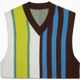 Resim Forest V Yaka Süveter - Brown/Blue/Yellow / M 