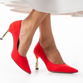 Resim Güllü Shoes Stiletto Kırmızı Kadın Topuklu Ayakkabı Konforlu Vegan Deri Günlük Ve Özel Gün 