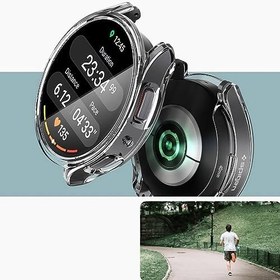 Resim Coverzone Samsung Galaxy Watch 6 ile Uyumlu 44mm Tam Kapatan Çerceve 44mm Önü Kapalı Tasarım Silikon Kılıf Çerçeve Darbe ve çiziklere Karşı Koruma (Siyah) 