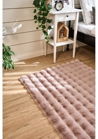 Resim Yünteks Bubble Kabartmalı Peluş Post Halı 120x180 Pudra 