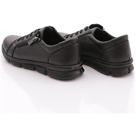 Resim Fabbi 635 Kadın Hakiki Deri Günlük Fermuarlı Faylon Taban Casual Ayakkabı Siyah Krem 